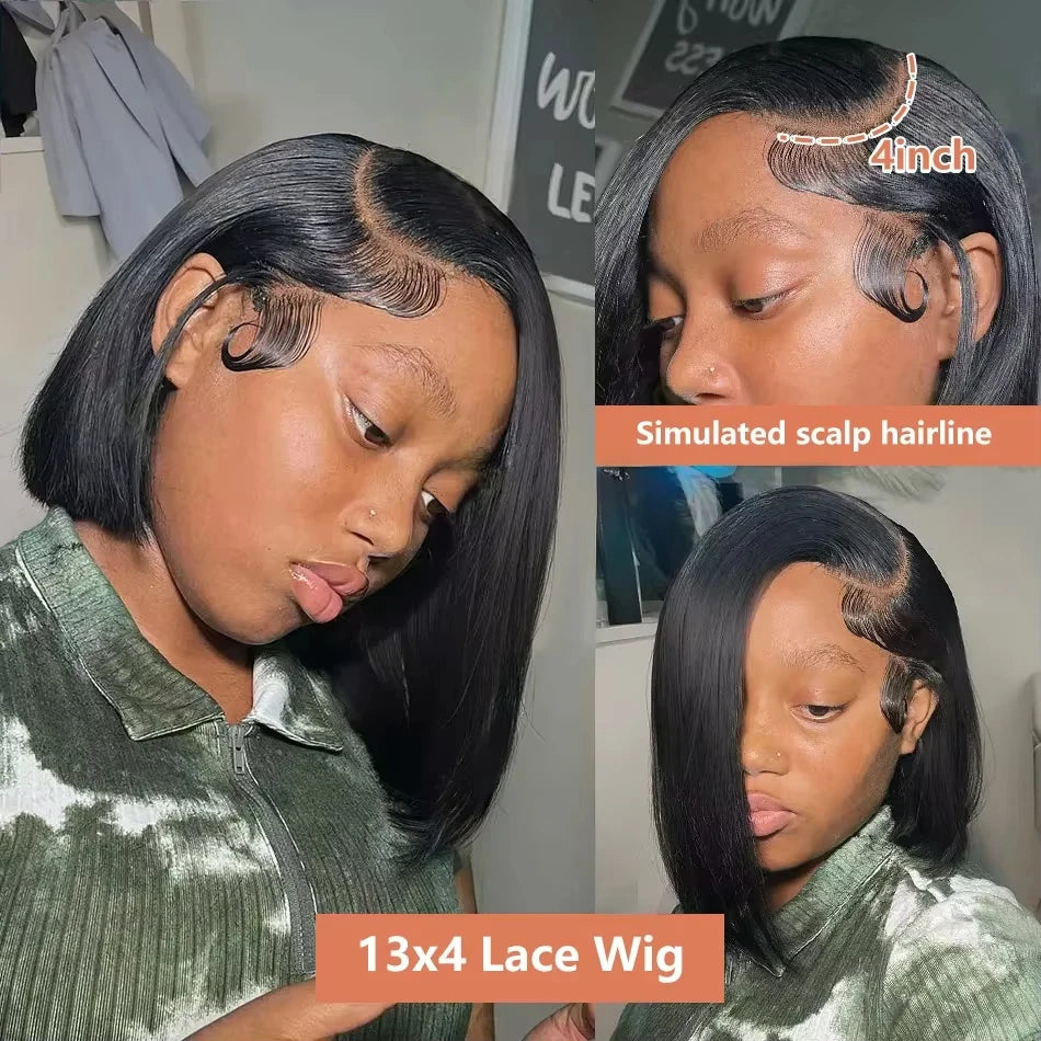 Straight  Bob Lace Front Human Hair Wigs
