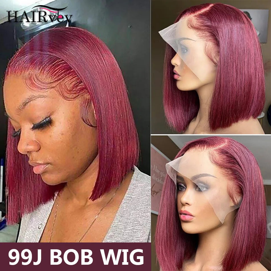 Short Bob Wig HD Transparent Lace Front Human Hair Wigs