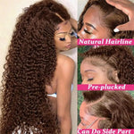 Chocolate Brown Curly Lace Front Human Hair Wigs