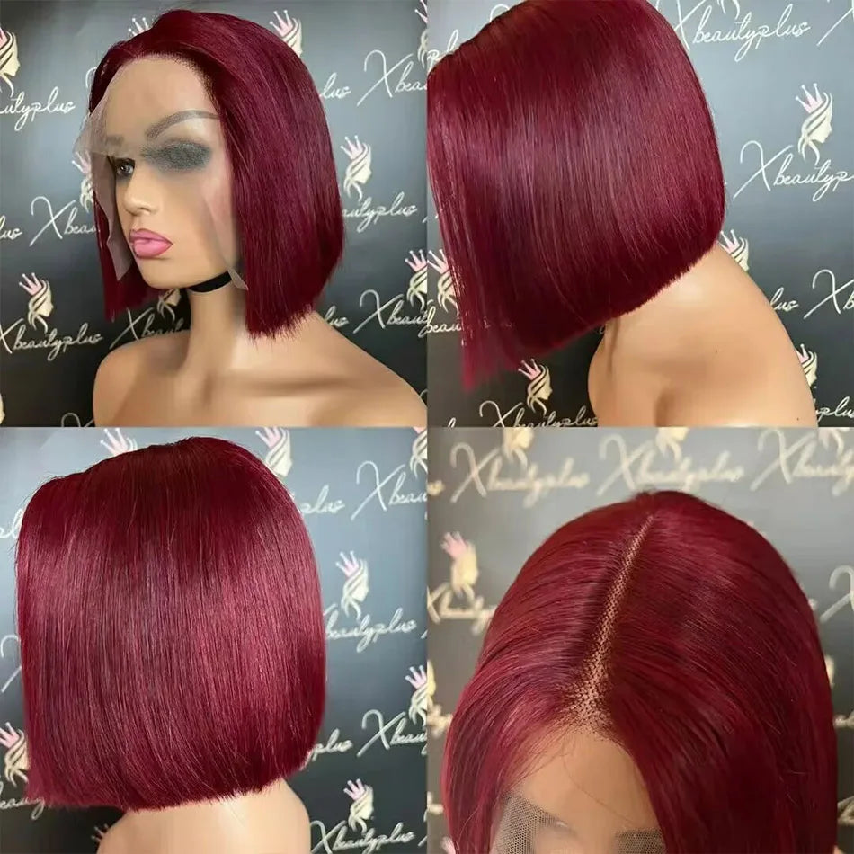 Short Bob Wig HD Transparent Lace Front Human Hair Wigs