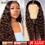 Chocolate Brown Curly Lace Front Human Hair Wigs