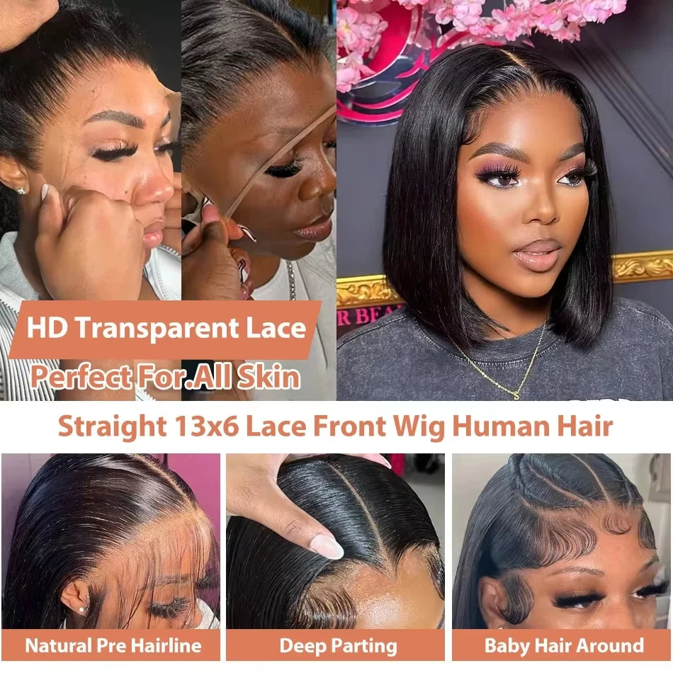Straight  Bob Lace Front Human Hair Wigs
