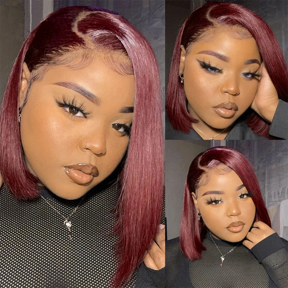 Short Bob Wig HD Transparent Lace Front Human Hair Wigs