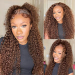 Chocolate Brown Curly Lace Front Human Hair Wigs