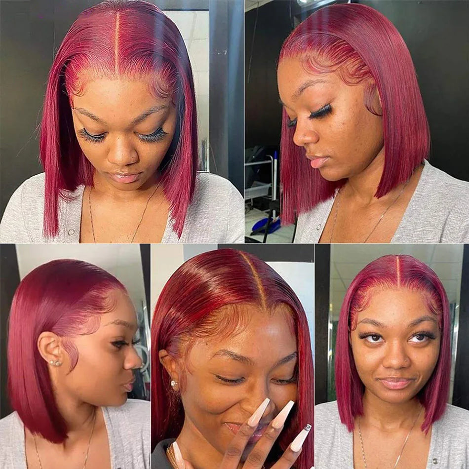 Short Bob Wig HD Transparent Lace Front Human Hair Wigs